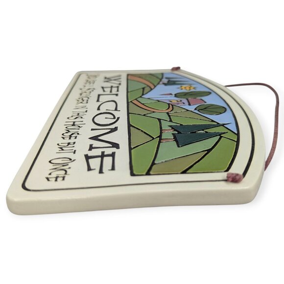 Spooner Creek Real Art Etched in Clay Michael Macone Welcome Hanging Plaque 8" - Picture 9 of 12